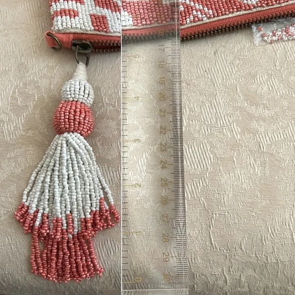 Anthropologie Augusta Beaded Clutch with zipper and tassel - Picture 10 of 12
